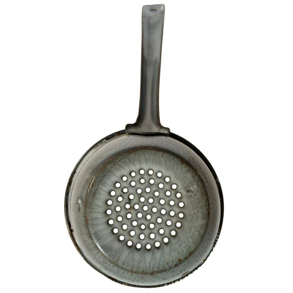 Vintage Graniteware Skimmer Ladle Rustic Decor Kitchen Tool Enamel Farmhouse - Picture 5 of 8